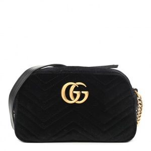 Gucci Velvet Marmont Matelasse Small GG Marmont Chain Shoulder Bag